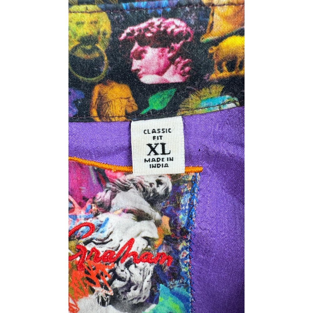 Robert Graham Flip Cuff Shirt Men XL Multicolor Houndstooth Abstract Art - Picture 13 of 14